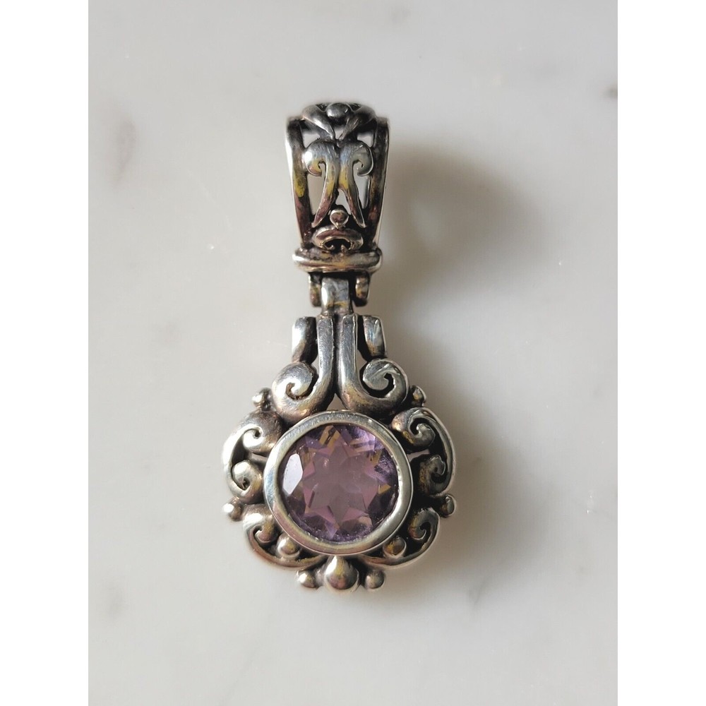 Sterling Silver 925 Amethyst Gemstone Pendant Slide